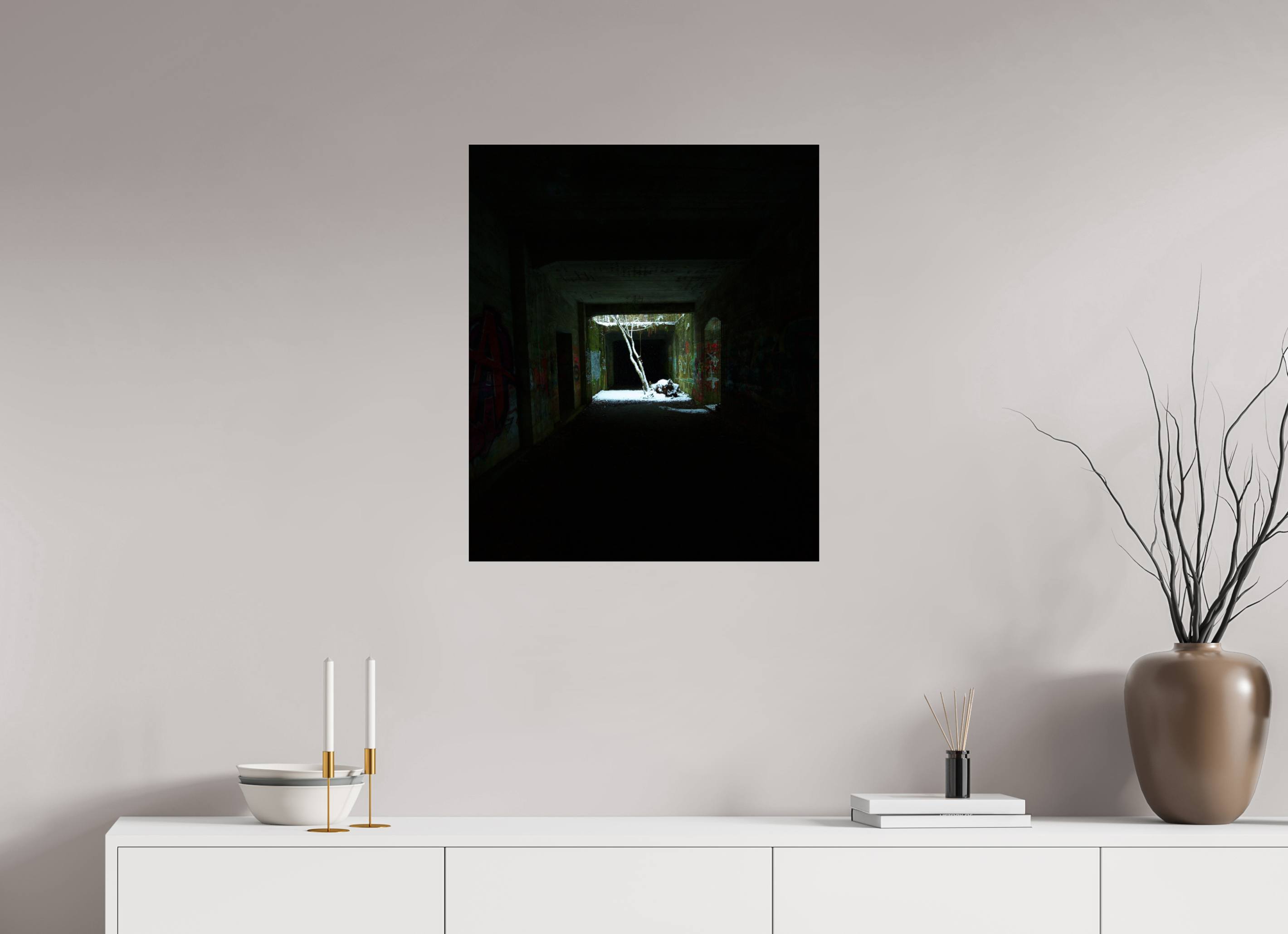 60 x 71,4 cm, Photo Print Under Acrylic Glass The light in the darkness