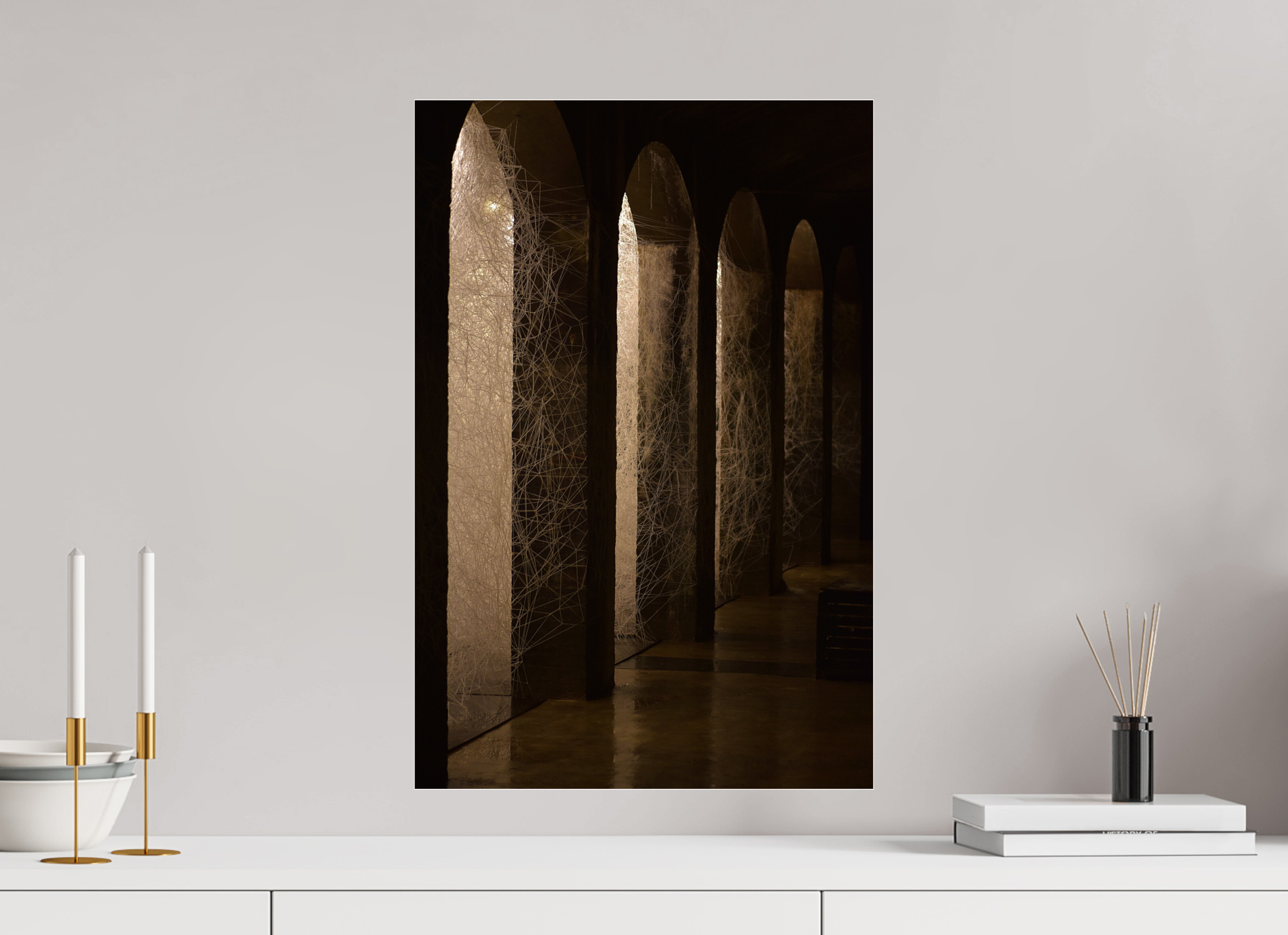 40 x 60 cm, Photo Print Under Acrylic Glass Underground Spider web