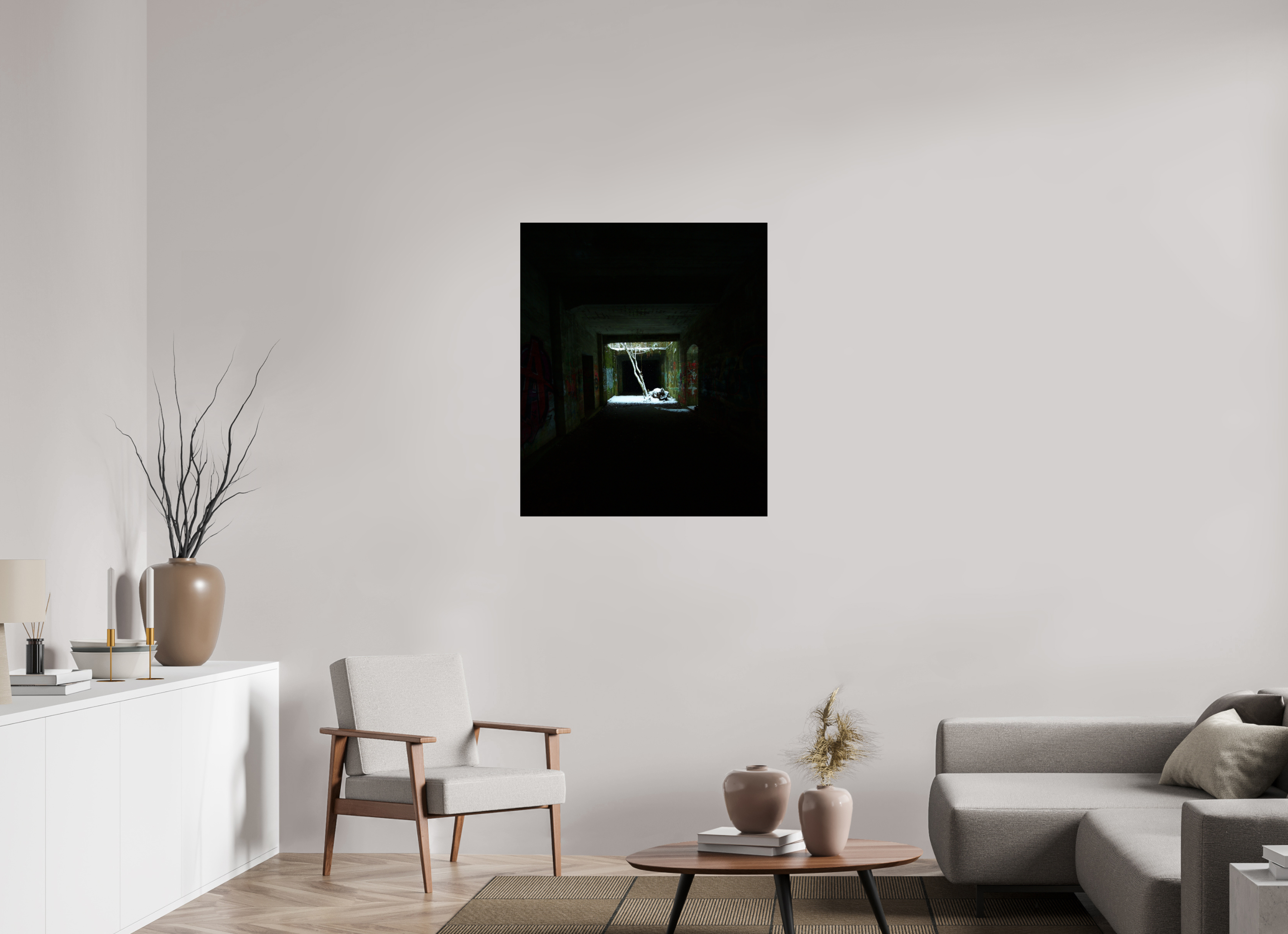 80 x 95,1 cm, Photo Print Under Acrylic Glass The light in the darkness
