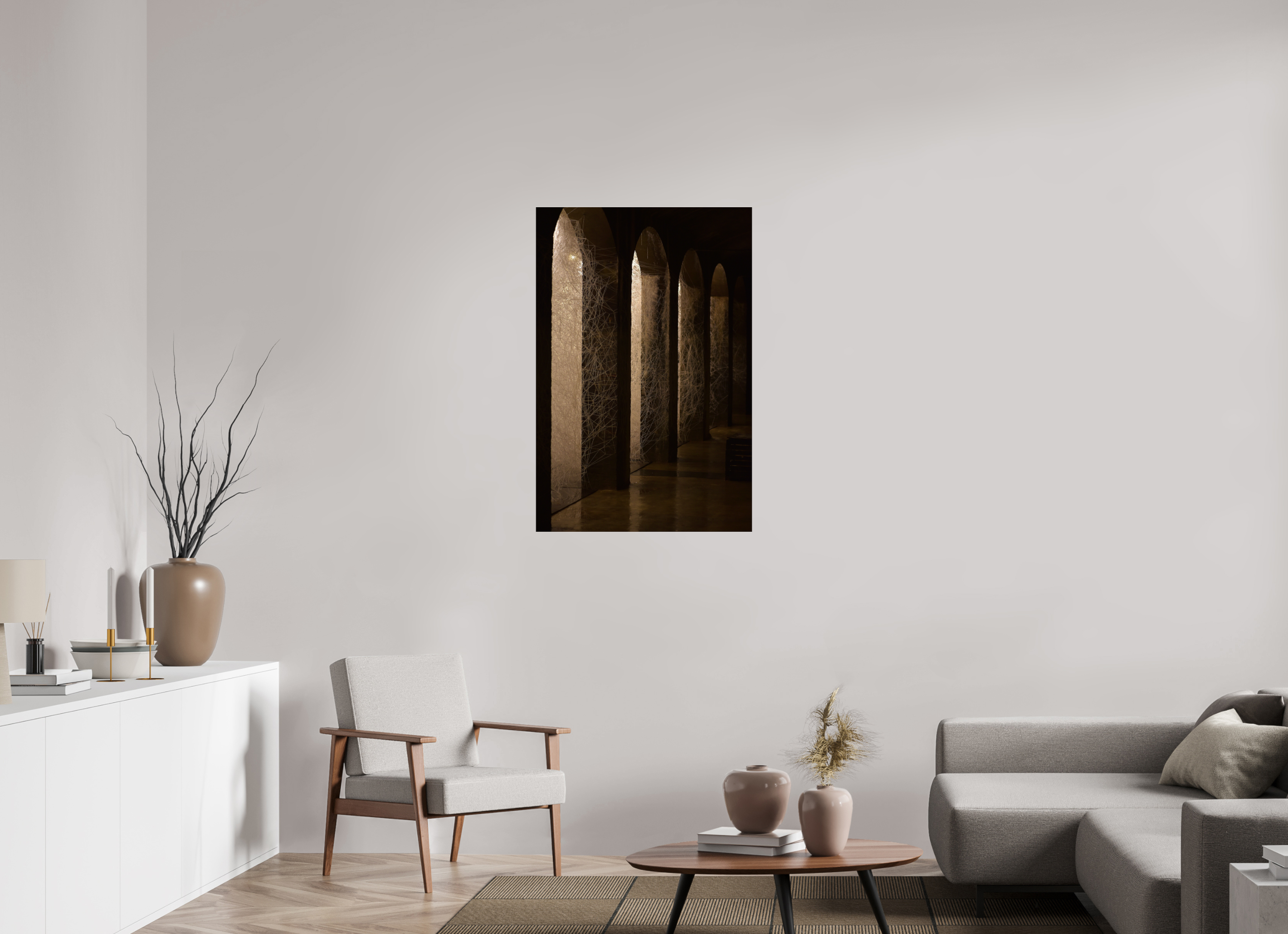 70 x 105 cm, Photo Print Under Acrylic Glass Underground Spider web