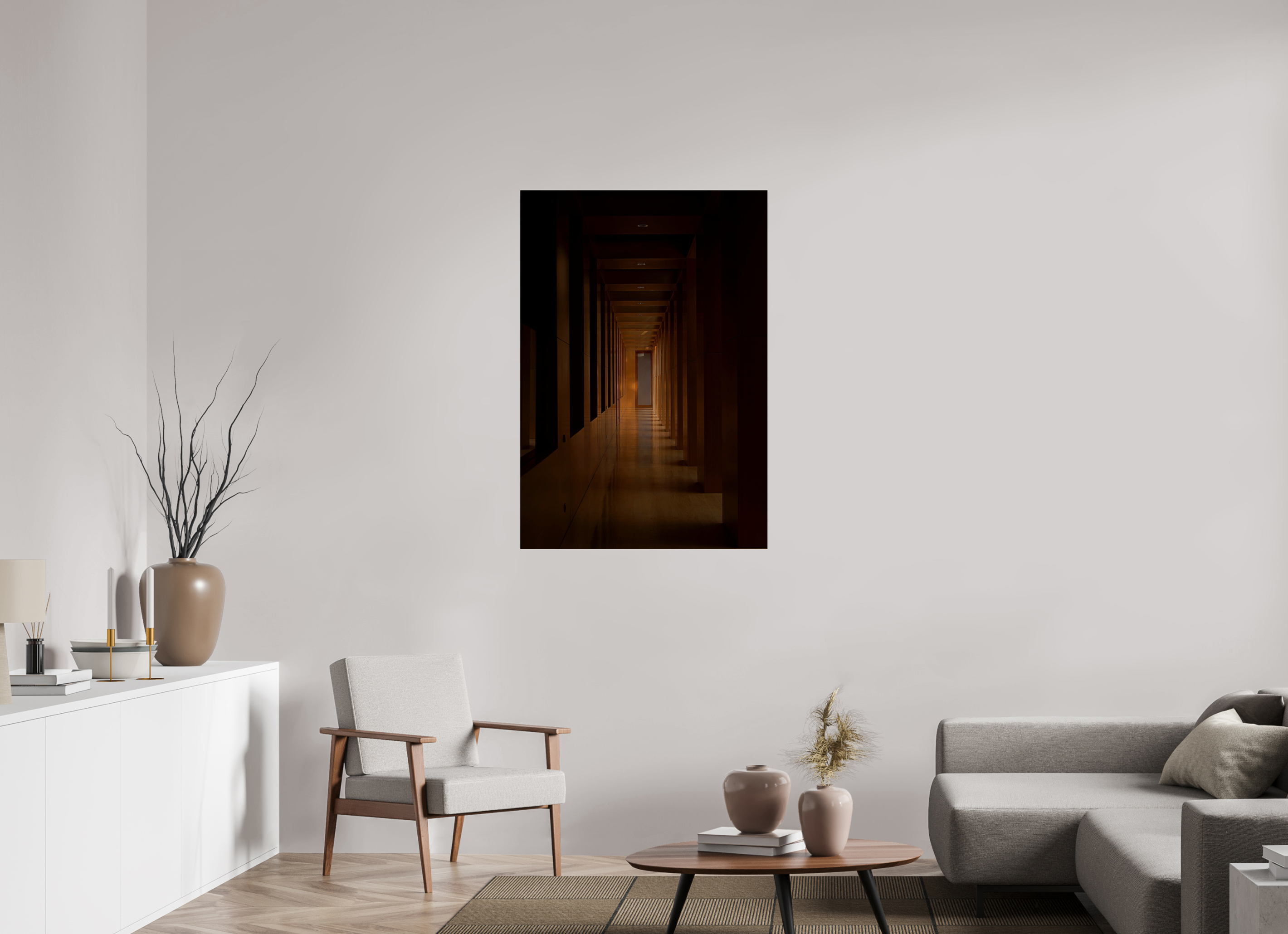 80 x 116,1 cm, Photo Print Under Acrylic Glass The dark hallway