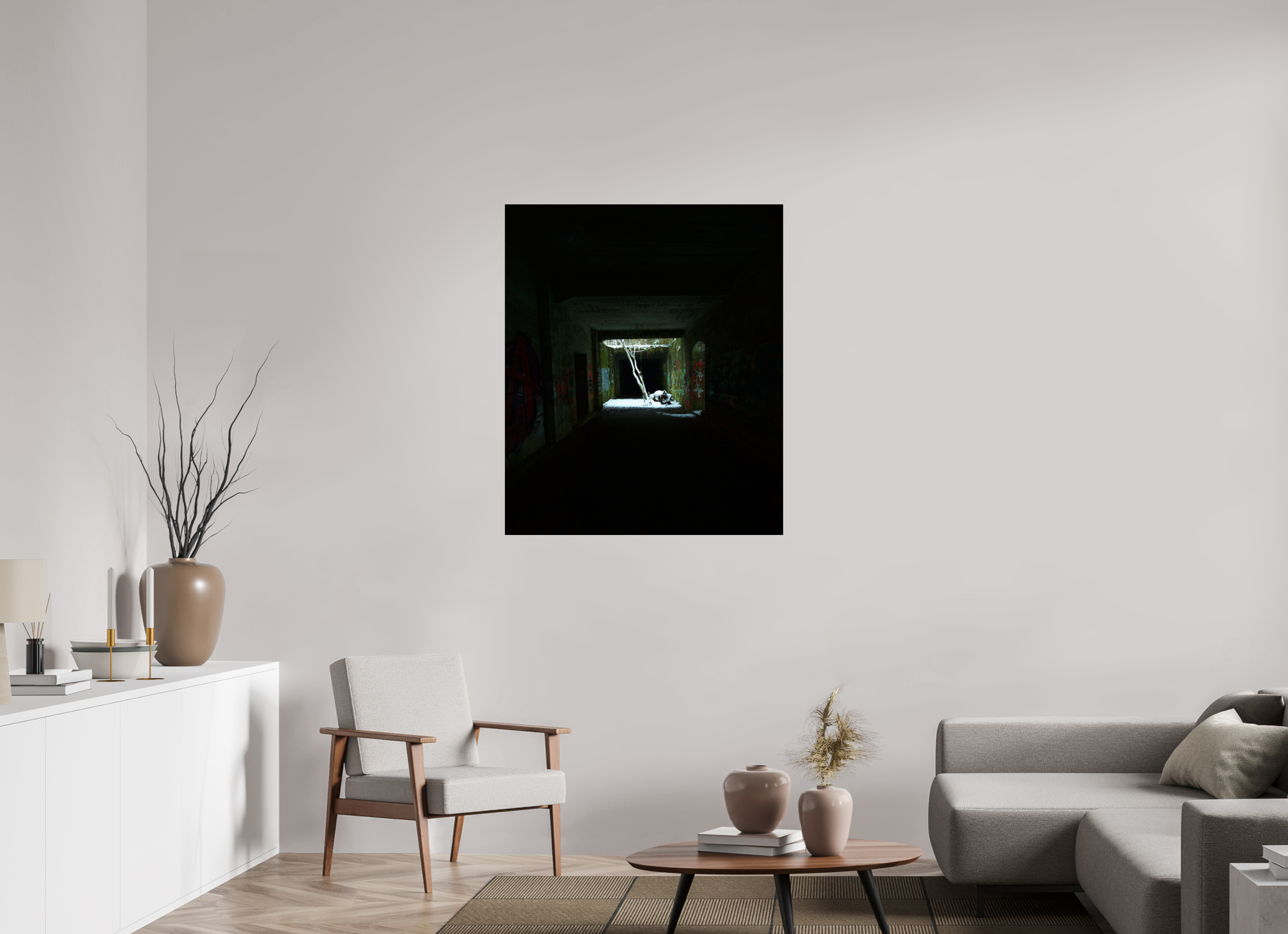 90 x 107 cm, Photo Print Under Acrylic Glass The light in the darkness