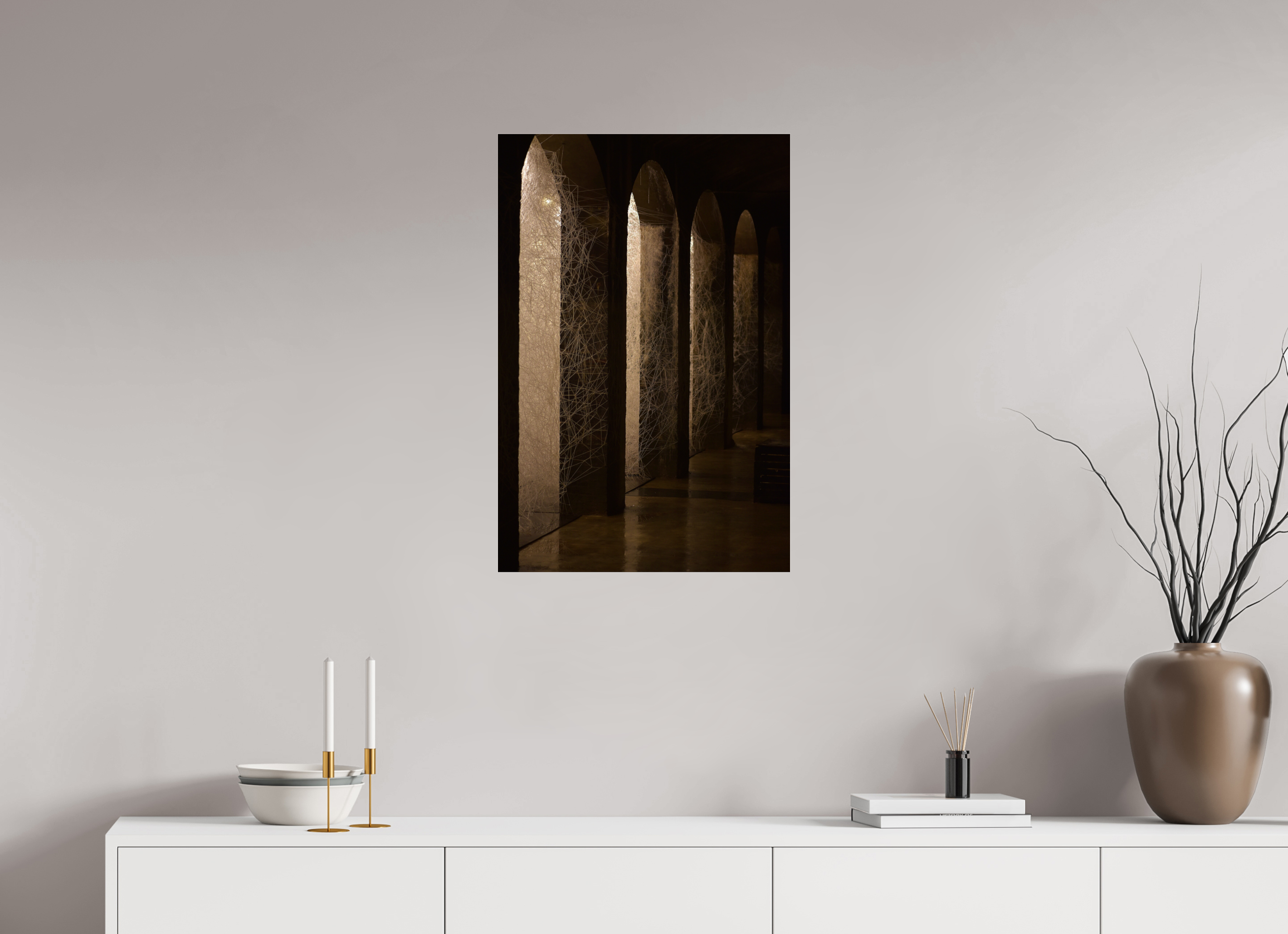 50 x 75 cm, Photo Print Under Acrylic Glass Underground Spider web