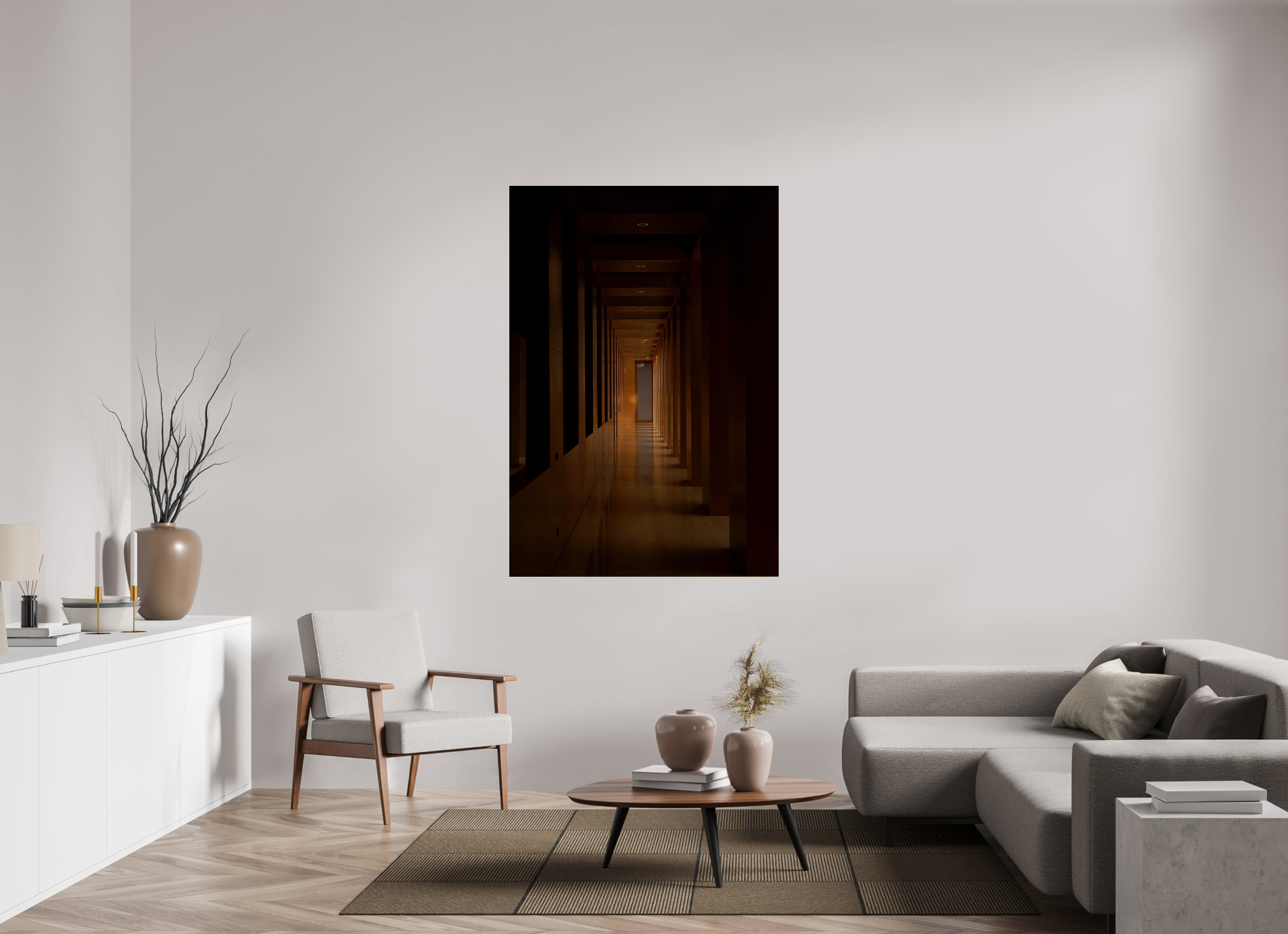 110 x 159,6 cm, Photo Print Under Acrylic Glass The dark hallway