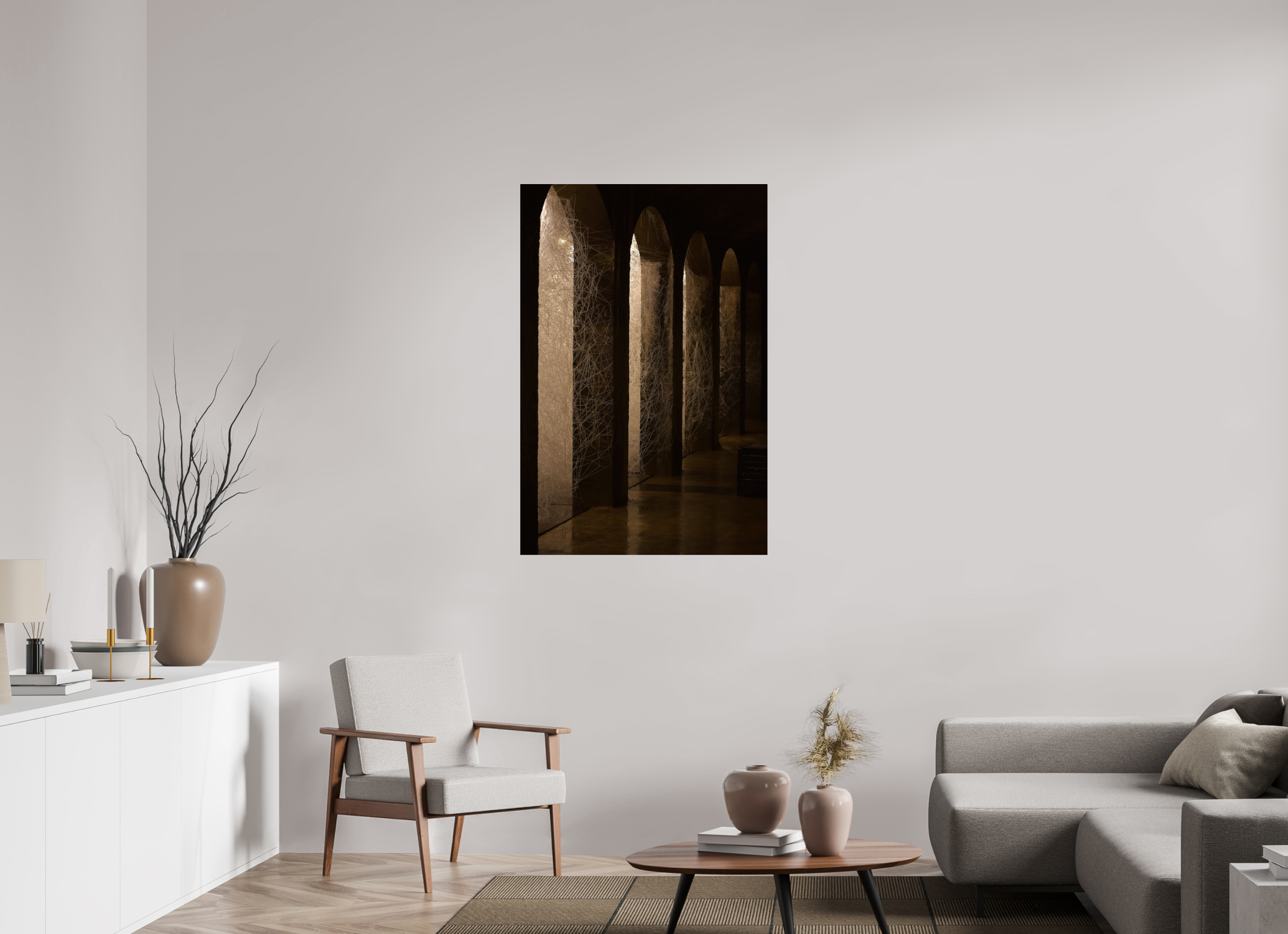 80 x 120 cm, Photo Print Under Acrylic Glass Underground Spider web