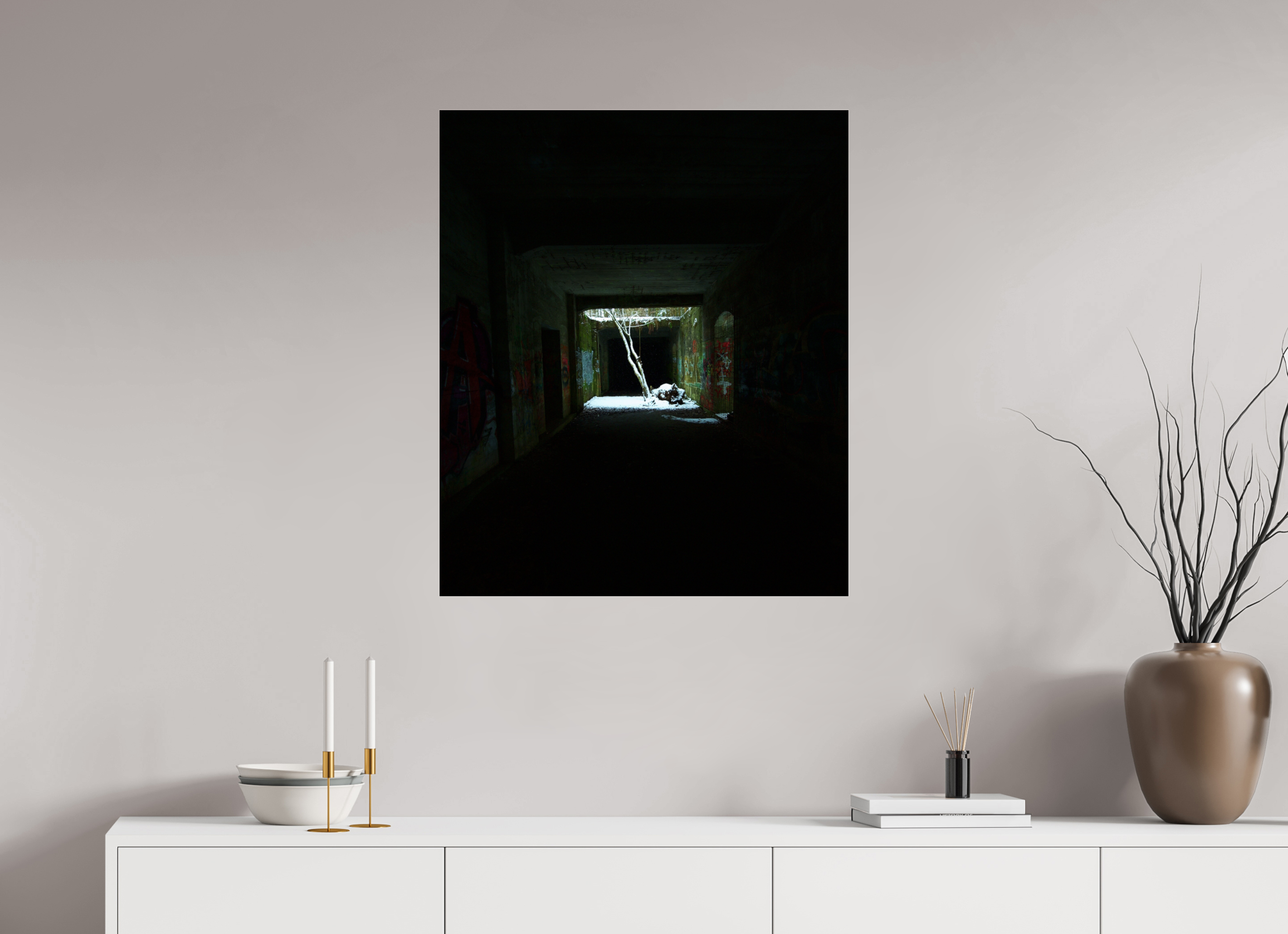 70 x 83,2 cm, Photo Print Under Acrylic Glass The light in the darkness