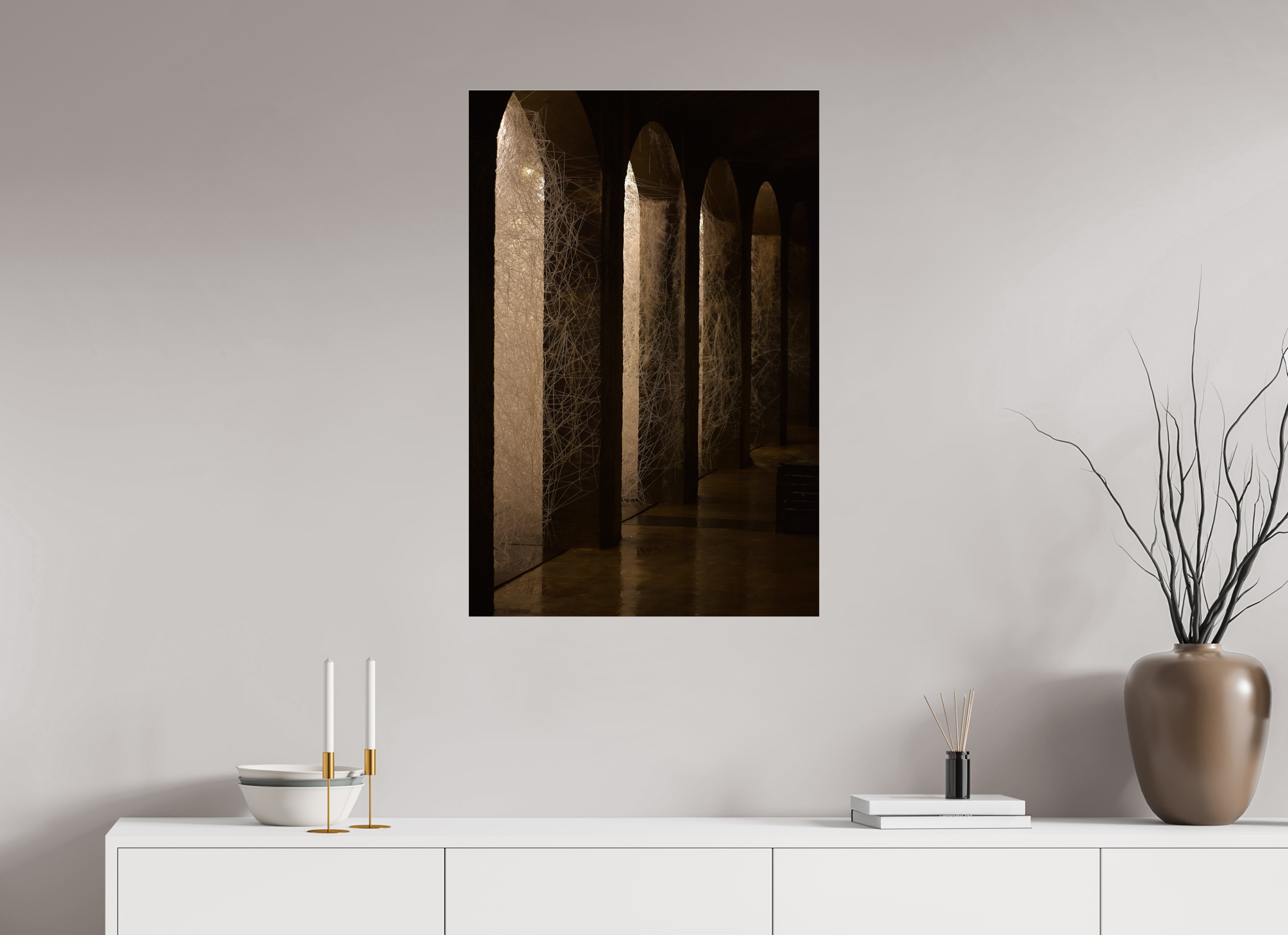 60 x 90 cm, Photo Print Under Acrylic Glass Underground Spider web